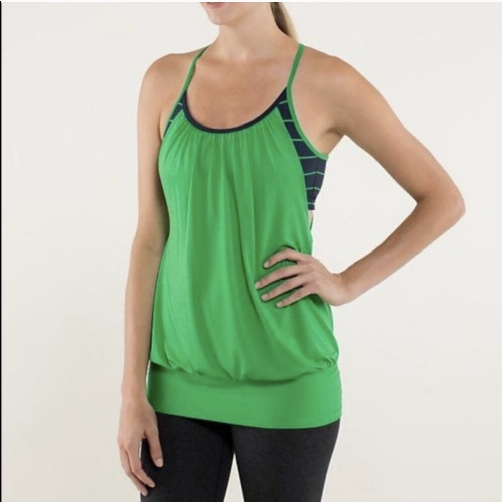 Lululemon No Limits Tank Top Green/Navy Size 6